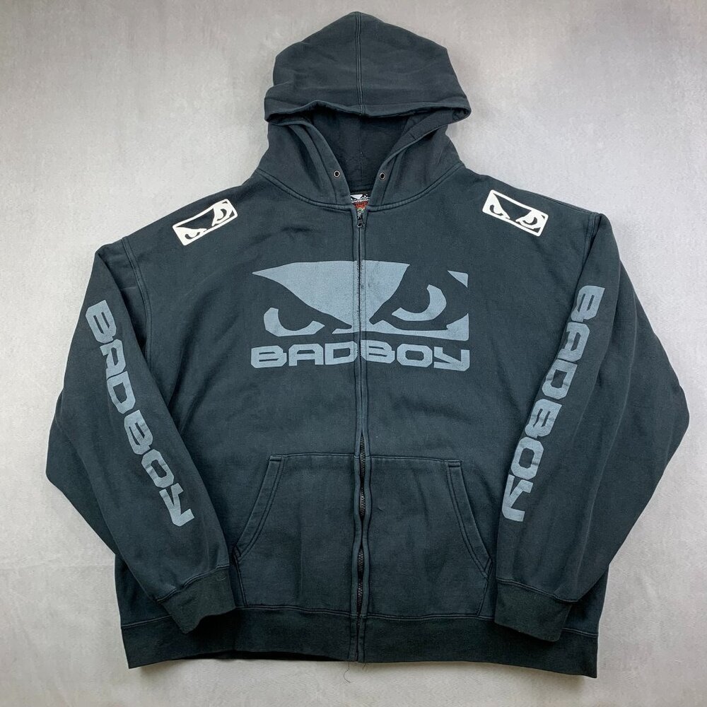 Bad Boy Mens Sweater 3XL Black Full Zip Hoodie Long Sleeve Pro Series MMA Fight - Picture 3 of 8